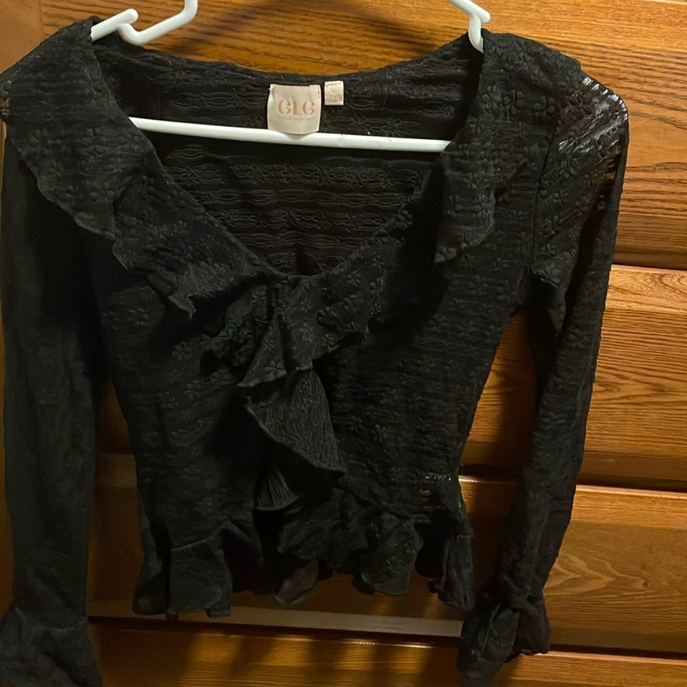 Good luck gem medium black lace blouse
